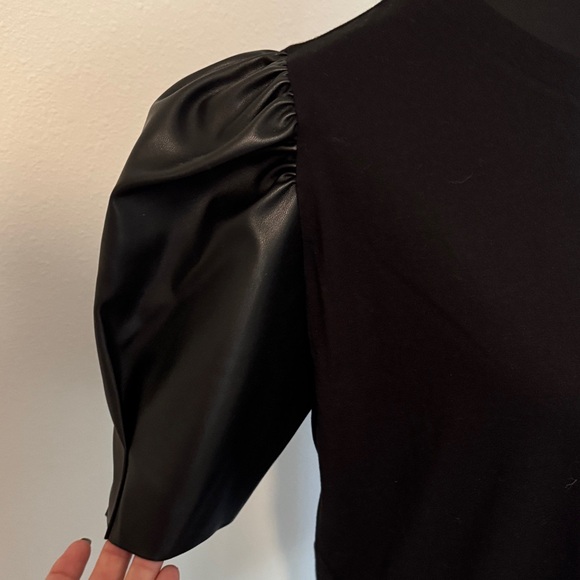 Michael Kors Elegant Black Puff Leatherette Sleeve Top NWOT - Picture 7 of 7